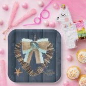 沿岸ビーチテーマ流木ハートバレンティンズ ペーパープレート (パーティー)