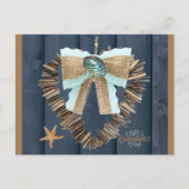 沿岸ビーチテーマ流木ハートバレンティンズ ポストカード (正面)