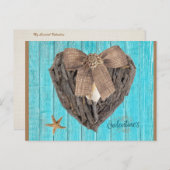 沿岸ビーチテーマ流木ハートバレンティンズ ポストカード (正面/裏面)