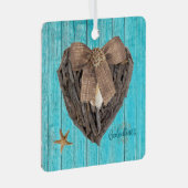 沿岸ビーチテーマ流木ハートバレンティンズ メタルオーナメント (正面右)