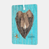 沿岸ビーチテーマ流木ハートバレンティンズ メタルオーナメント (正面左)