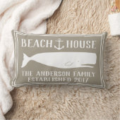 沿岸ビーチハウスのいかり及びクジラの姓 ランバークッション (ブランケット)