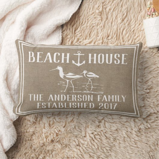 沿岸ビーチハウスのいかり及びシギののどのバーラップ ランバークッション (ブランケット)