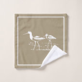 沿岸ビーチハウスのStripes&のシギの暗灰色 バスタオルセット (ウォッシュタオル)