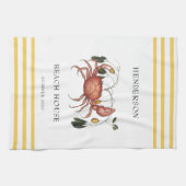 沿岸ビーチハウスカニ名前をカスタムする キッチンタオル (横)