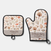 沿岸ビーチハウスシーサイドシェル 鍋つかみ&鍋敷きセット (正面)