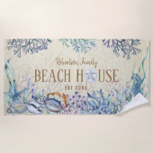 沿岸ビーチハウスシーライフファミリーネーム ビーチタオル (正面)