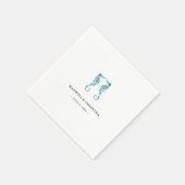 沿岸ビーチパーソナライズされたシーホース スタンダードカクテルナプキン (角)