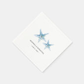 沿岸ビーチパーソナライズされたヒトデ スタンダードカクテルナプキン (角)