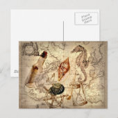 沿岸ビーチヒトデの貝殻の航海の地図 ポストカード (正面/裏面)