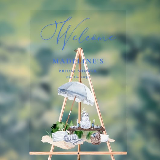 沿岸ビーチピクニックブライダルシャワー歓迎 アクリルサイン (ニュートラル)