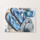 沿岸ビーチフリップフロップ及び帽子パズル ジグソーパズル (横)