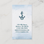 沿岸ビーチブルーウォーターカラーシップいかり 航海の 名刺 (裏面)
