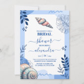 沿岸ビーチブルーシーシェルブライダルシャワー 招待状 (正面)