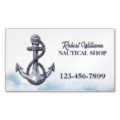 沿岸ビーチブルーヨットボートシップいかり 航海の マグネット名刺 (正面)