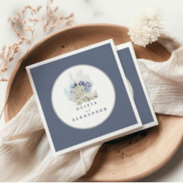 沿岸ビーチブルー結婚シーシェル スタンダードカクテルナプキン