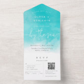沿岸ビーチ先QRコードRSVP 結婚's オールインワン招待状 (内側)