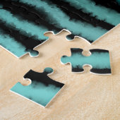 沿岸ビーチ塩辛いターコイズ波抽象芸術アート ジグソーパズル (側面)