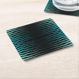 沿岸ビーチ塩辛いターコイズ波抽象芸術アート スクエアペーパーコースター