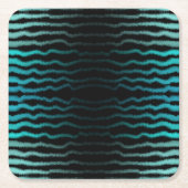 沿岸ビーチ塩辛いターコイズ波抽象芸術アート スクエアペーパーコースター (正面)