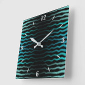 沿岸ビーチ塩辛いターコイズ波抽象芸術アート スクエア壁時計 (傾斜)