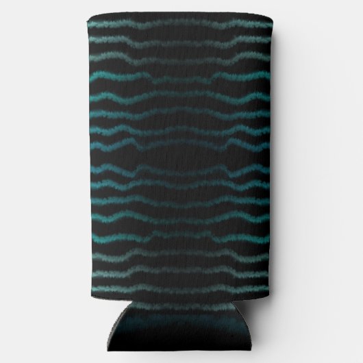 沿岸ビーチ塩辛いターコイズ波抽象芸術アート スリム缶クーラー (裏面)