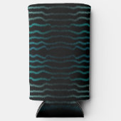 沿岸ビーチ塩辛いターコイズ波抽象芸術アート スリム缶クーラー (正面)