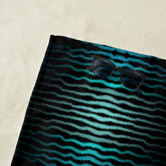 沿岸ビーチ塩辛いターコイズ波抽象芸術アート ビーチタオル (インサイチュ)