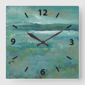 沿岸ビーチ抽象芸術海芸術 スクエア壁時計 (正面)