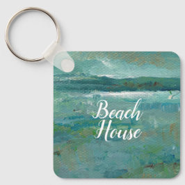 沿岸ビーチ抽象芸術絵画海 キーホルダー