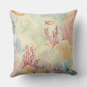 沿岸ビーチ水彩サンゴと魚 クッション (裏面)
