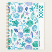 沿岸ビーチ水彩貝殻とヒトデ プランナー手帳 (正面)