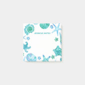 沿岸ビーチ水彩貝殻とヒトデ ポストイット (正面)