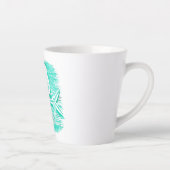 沿岸ビーチ水色ティール(緑がかった色)シーシェルヒトデ カフェラテマグ (右)