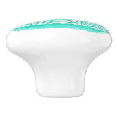 沿岸ビーチ水色ティール(緑がかった色)シーシェルヒトデ セラミックノブ (側面)