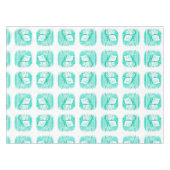 沿岸ビーチ水色ティール(緑がかった色)シーシェルヒトデ テーブルクロス (正面(横))