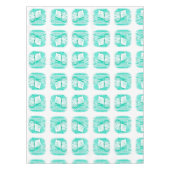 沿岸ビーチ水色ティール(緑がかった色)シーシェルヒトデ テーブルクロス (正面)