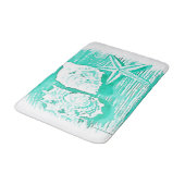 沿岸ビーチ水色ティール(緑がかった色)シーシェルヒトデ バスマット (アングル)