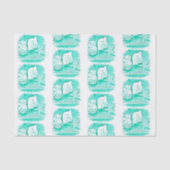 沿岸ビーチ水色ティール（緑がかった色）シーシェルヒトデ 薄葉紙 (正面)