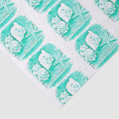 沿岸ビーチ水色ティール（緑がかった色）シーシェルヒトデ 薄葉紙 (詳細)