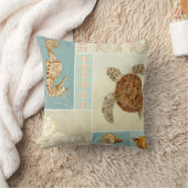 沿岸ビーチ海シーショアコラージュウミガメ クッション (ブランケット)