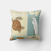 沿岸ビーチ海シーショアコラージュウミガメ クッション (裏面)