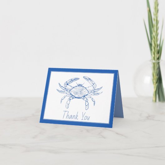 沿岸ビーチ海ブルーカニありがとう ノートカード (正面)