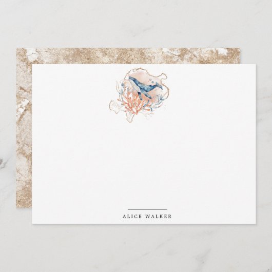 沿岸ビーチ海洋金ゴールド文房具ノートカード ノートカード (正面/裏面)