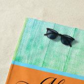 沿岸ビーチ熱帯魚ティール（緑がかった色）ブルーコーラルピンク ビーチタオル (インサイチュ)