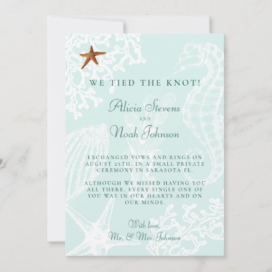 沿岸ビーチ目的地の結婚式の発表 シーズンカード (正面)