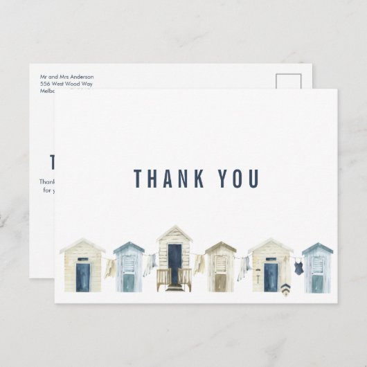 沿岸ビーチ結婚式サンキュー ポストカード (正面/裏面)