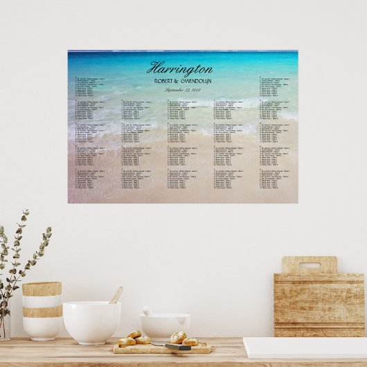 沿岸ビーチ結婚式披露宴座席表 ポスター (キッチン)