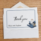 沿岸ビーチ結婚式海海ブルーアイリスフローラ サンキューカード