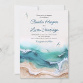 沿岸ビーチ結婚海 招待状 (正面)